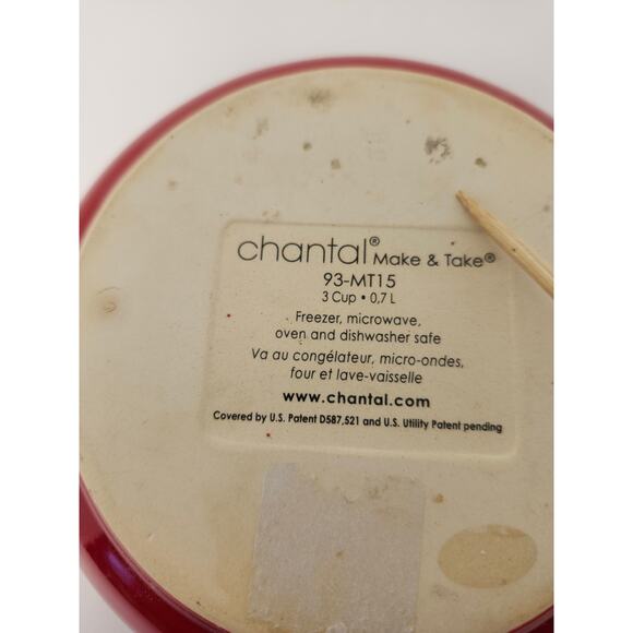 Chantal Stoneware Make It & Take It 3 Cup Casserole Red 93-MT15 NO LID - Picture 5 of 9
